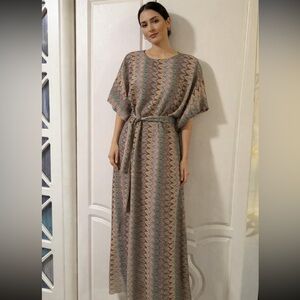 Elegant Multicolor Patterned Maxi Dress